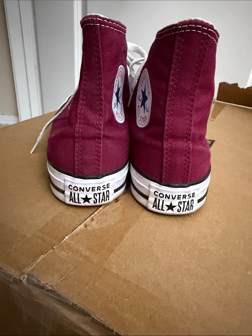 Converse Burgundy High-Top Canvas Sneakers with White Laces - Picture 3 of 5
